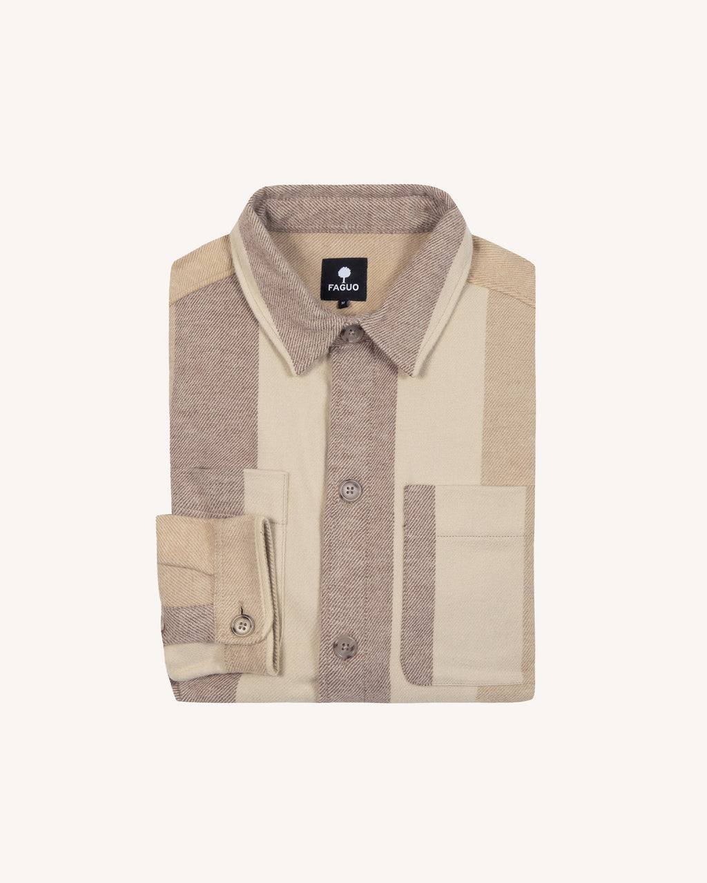 Chemise camel & terracotta poches poitrine