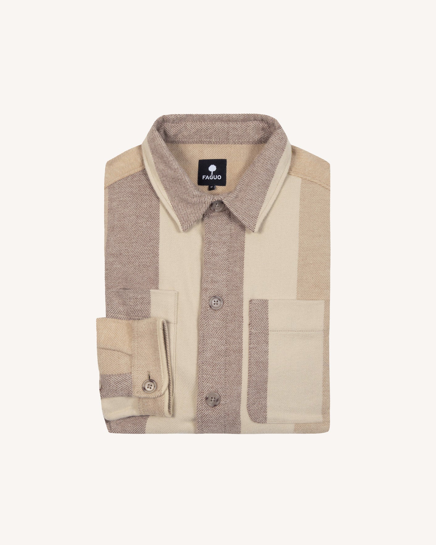 Chemise camel & terracotta poches poitrine