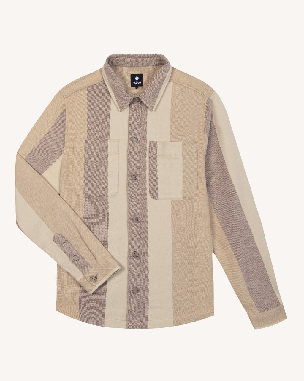 Chemise camel & terracotta poches poitrine