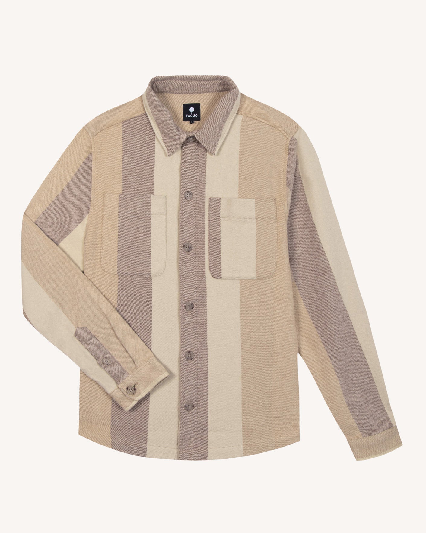 Chemise camel & terracotta poches poitrine