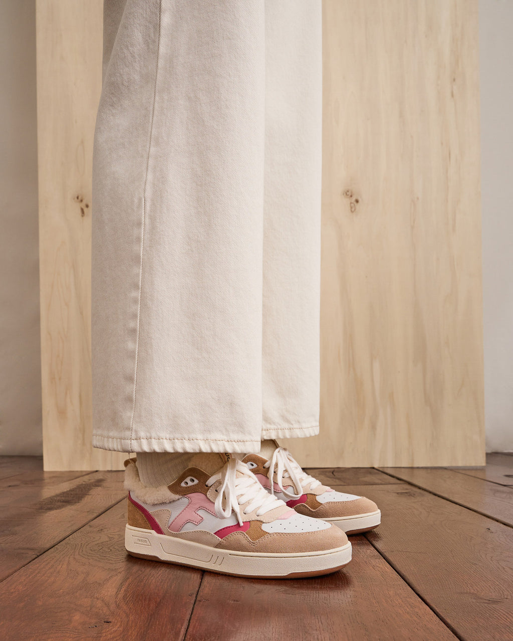 Baskets blanches & rose