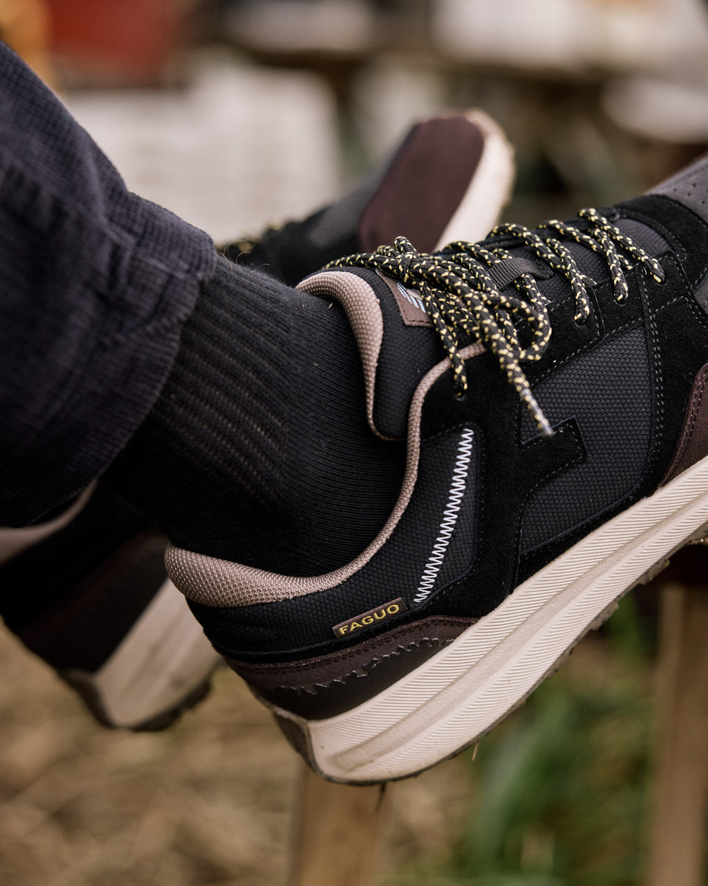 Black & dark brown running shoes
