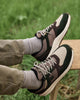Dark green & taupe running shoes