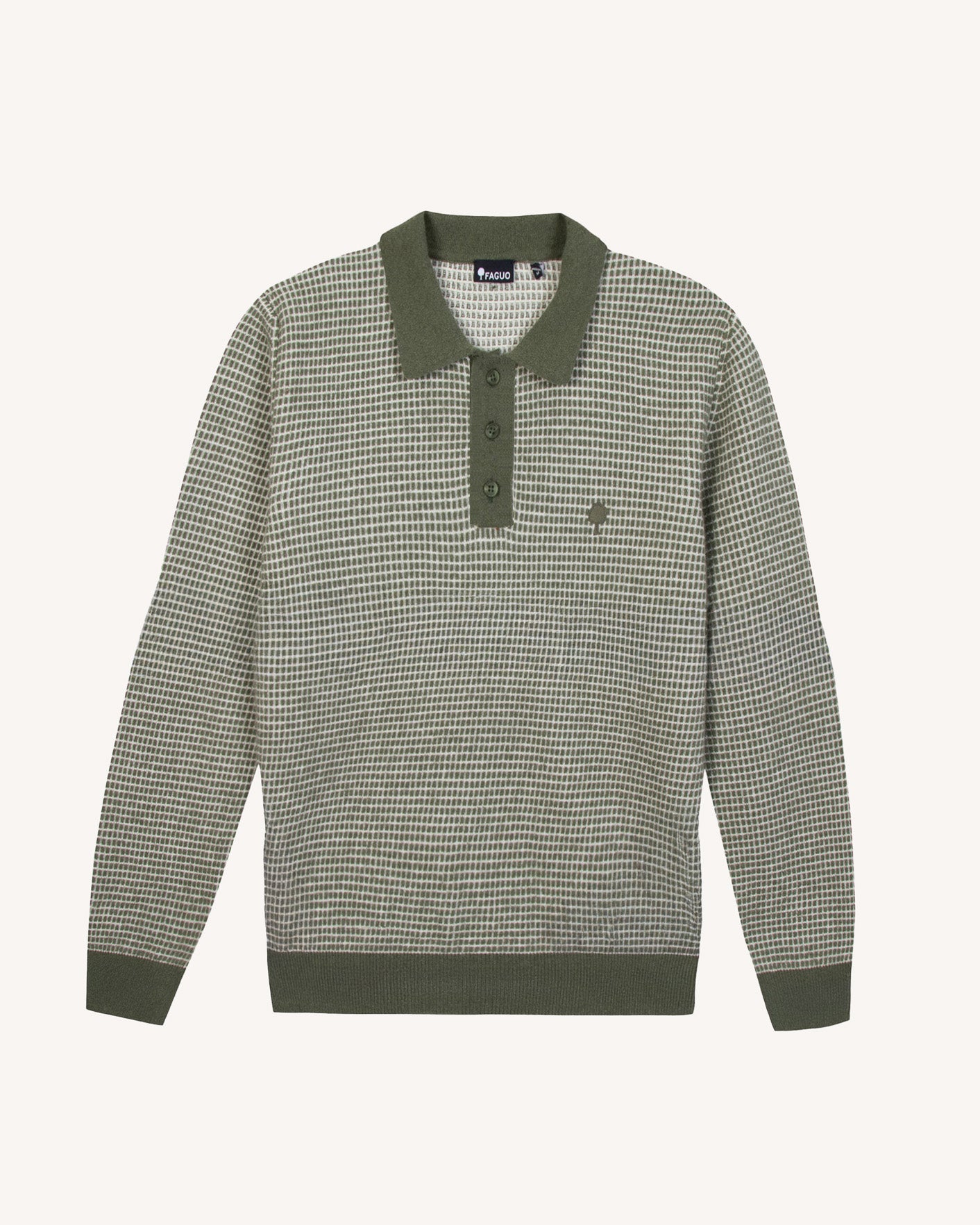 Dark green & ecru knit