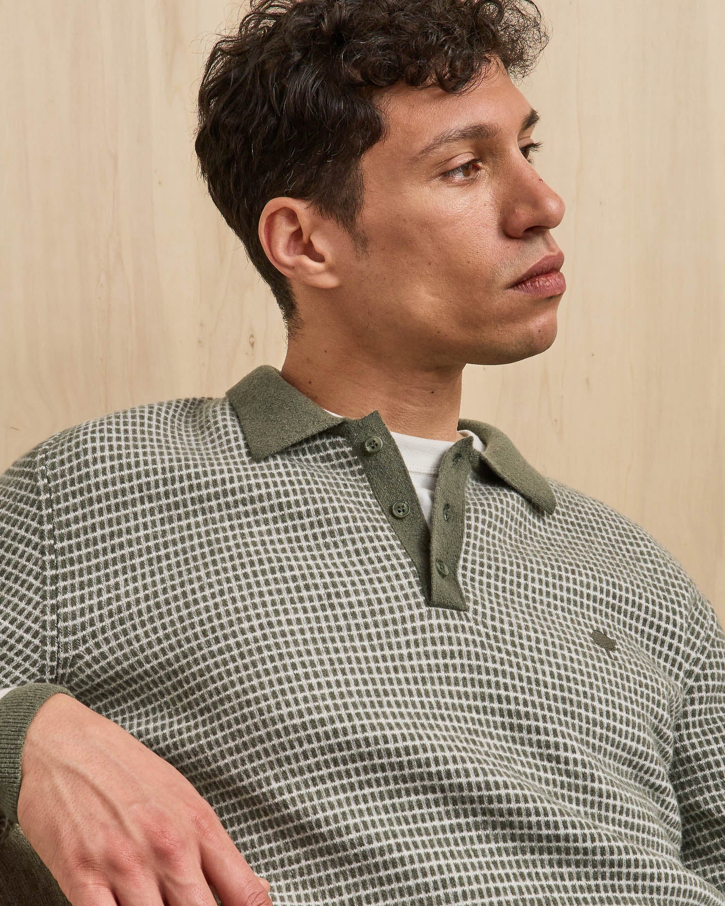 Dark green & ecru knit