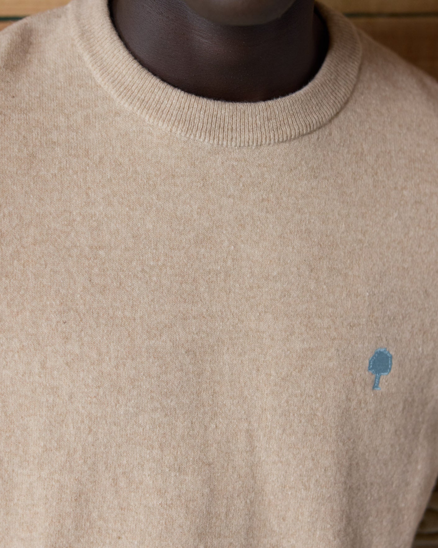 Beige wool crew neck jumper - MARLY – FAGUO
