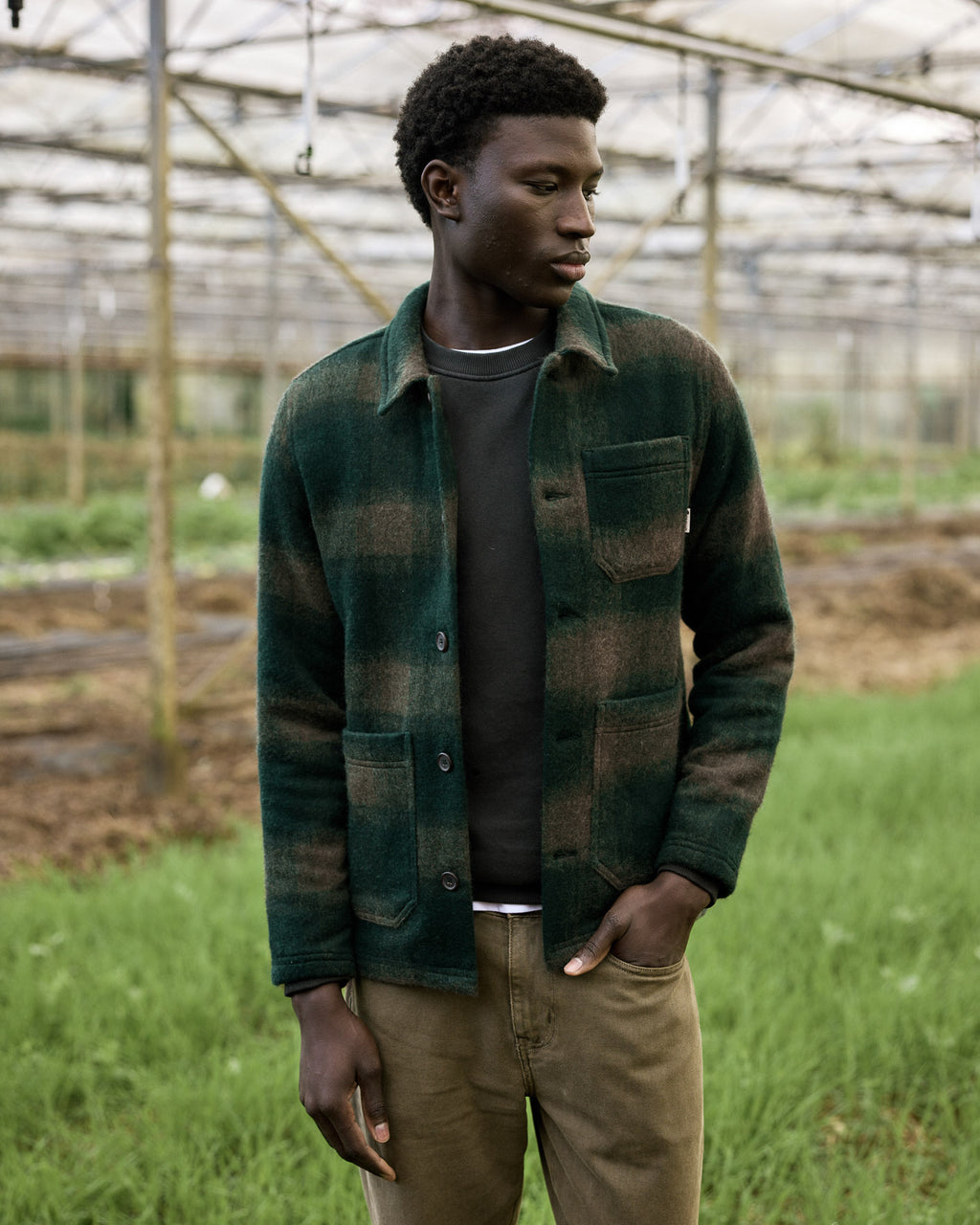 Lorge jacket green & light blue