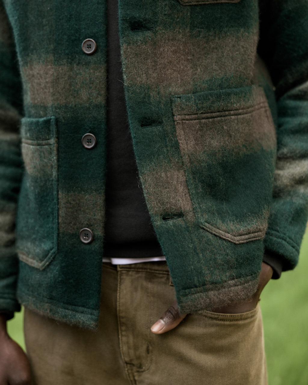Lorge jacket green & light blue