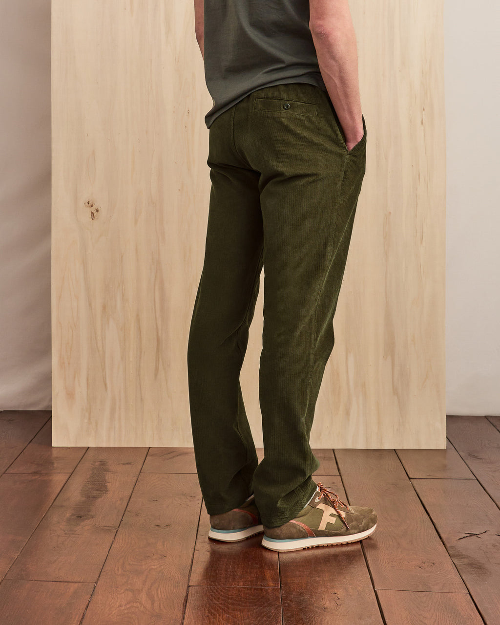 Pantalon elastique Dreuille vert olive foncé