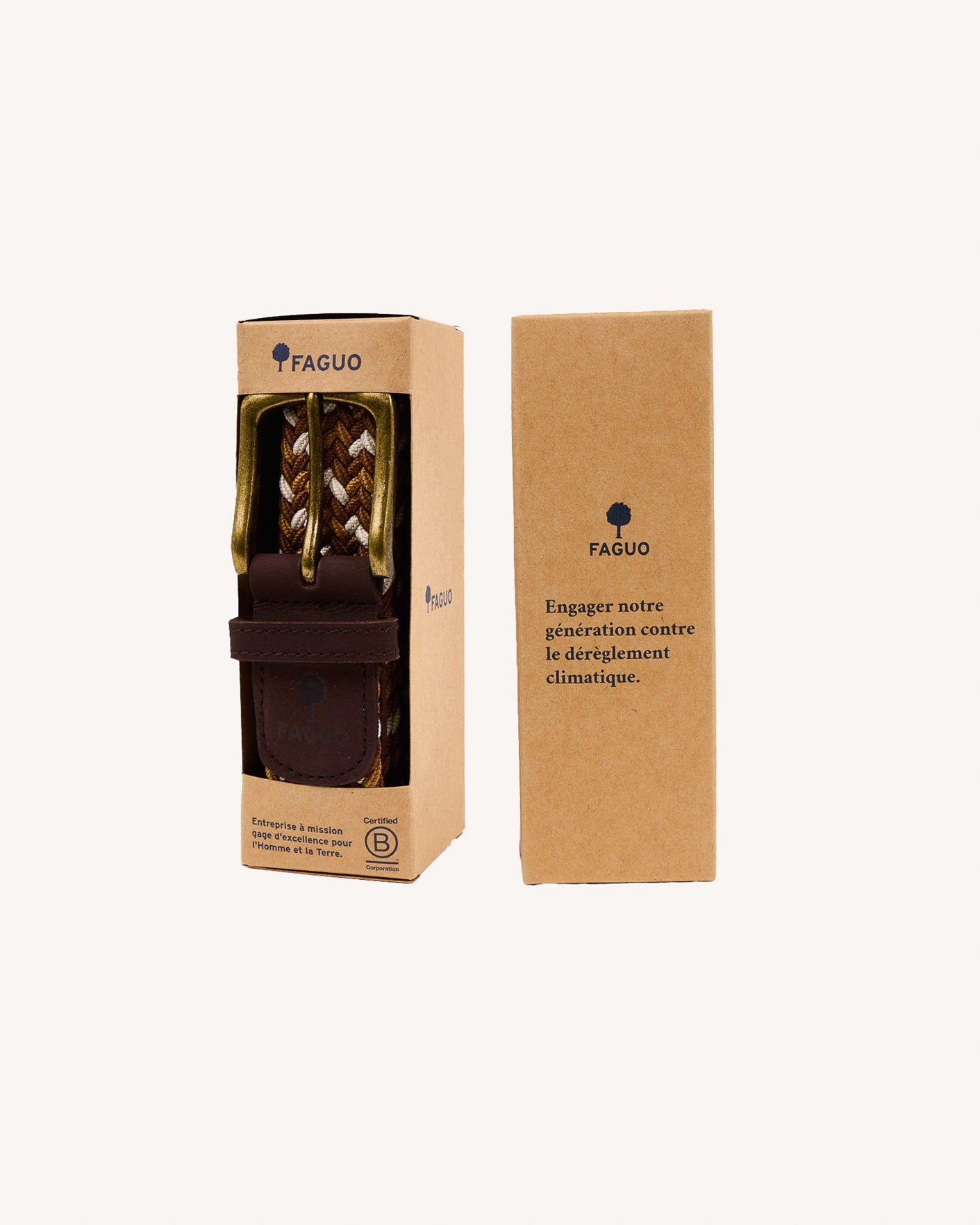 Ceinture camel et écrue