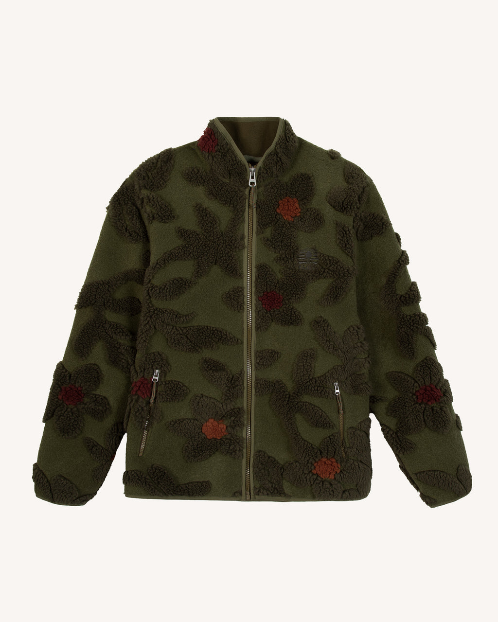Long-sleeve fleece jacket Senonchenches olive and khaki