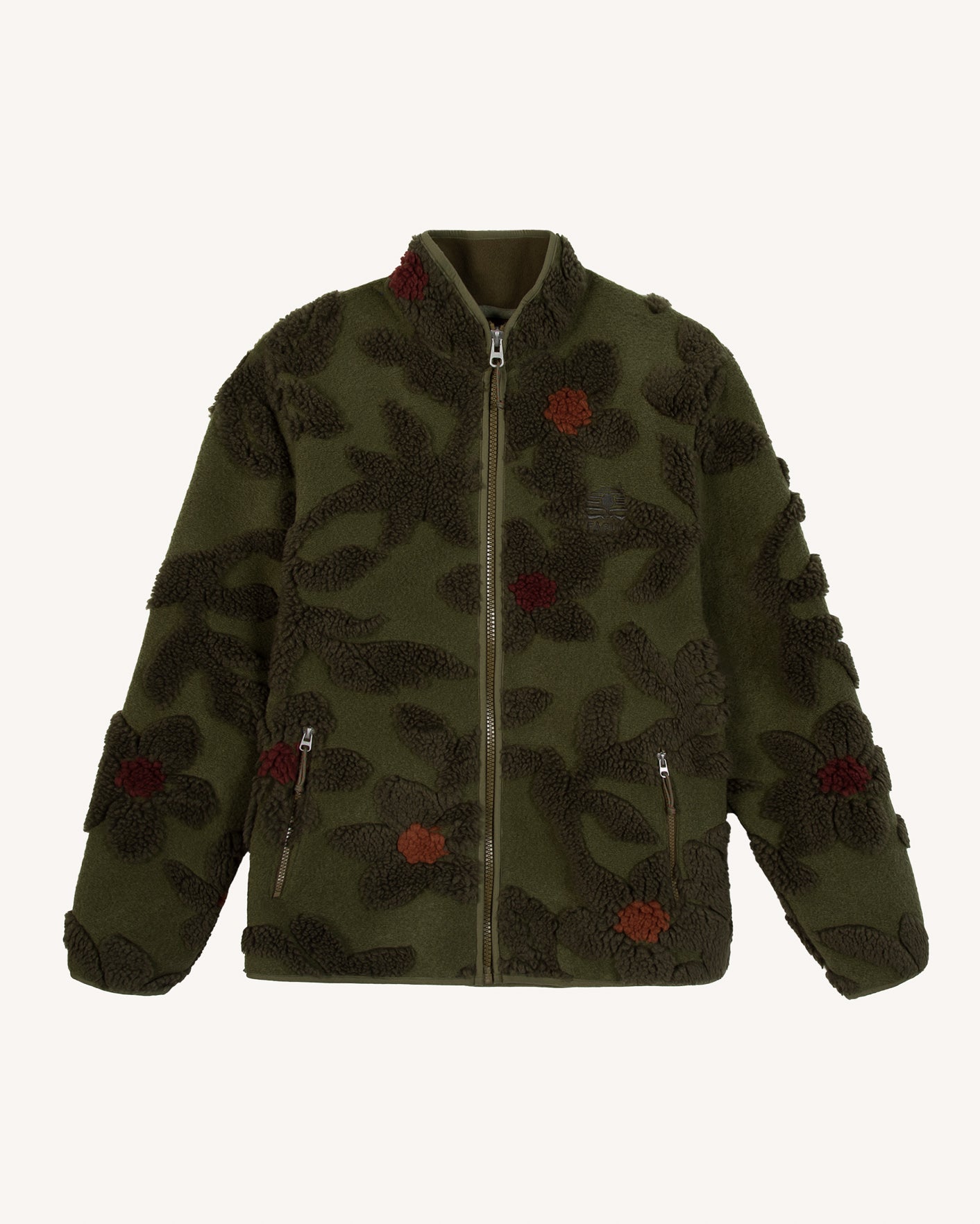 Long-sleeve fleece jacket Senonchenches olive and khaki
