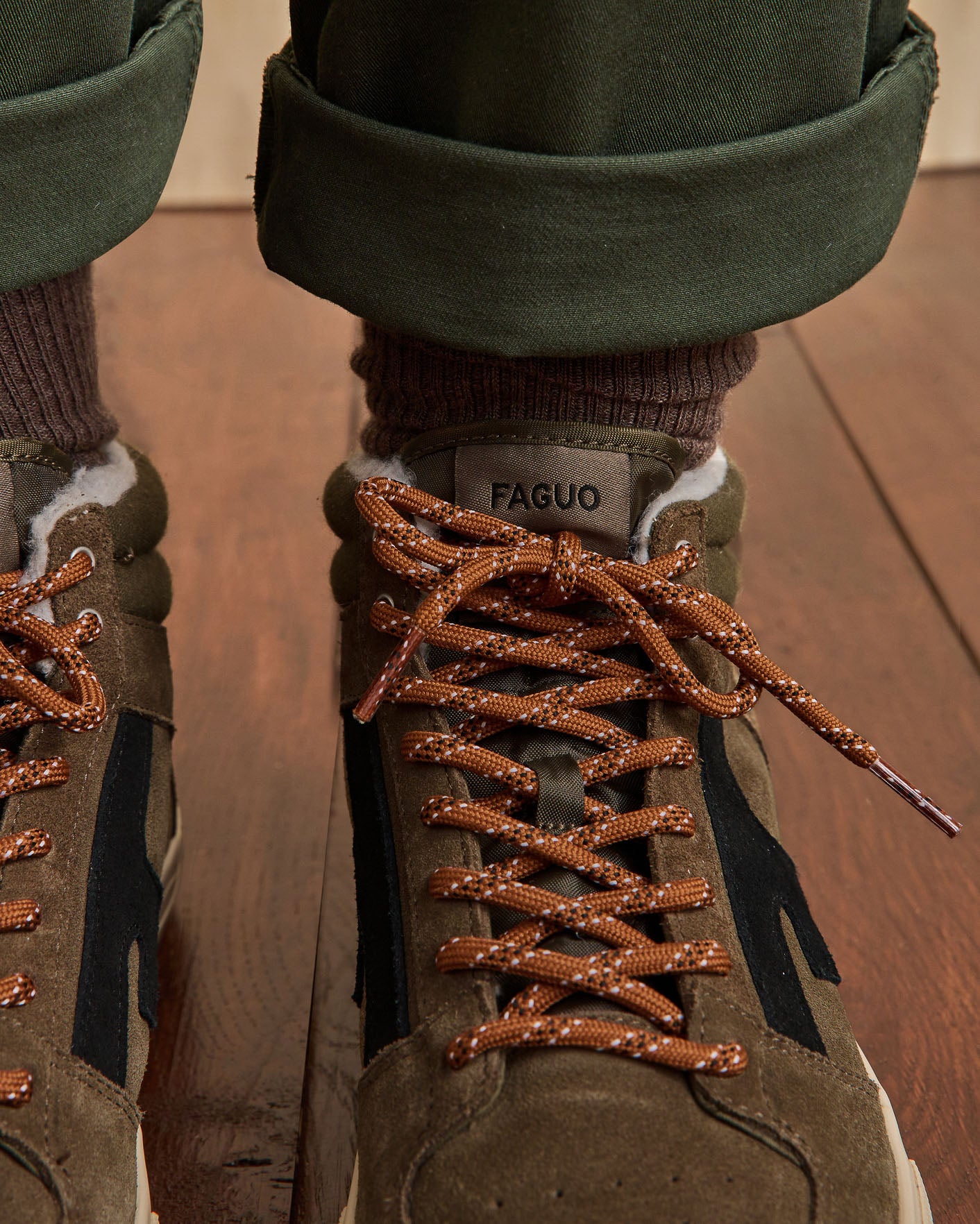 Khaki mid-top trainers Walnut mid