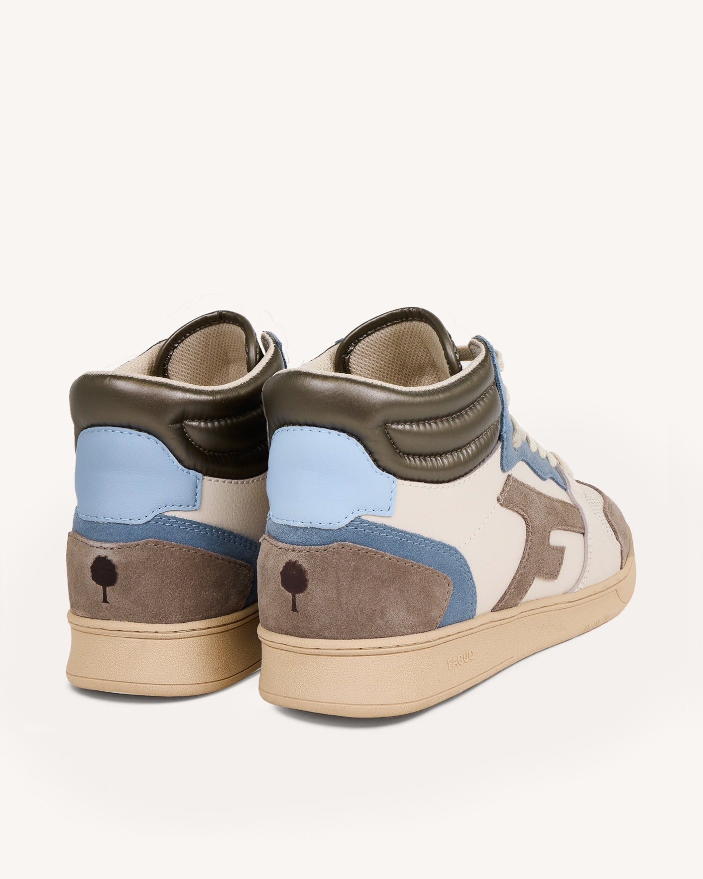 Baskets montantes Hazel mid écrues et bleu clair