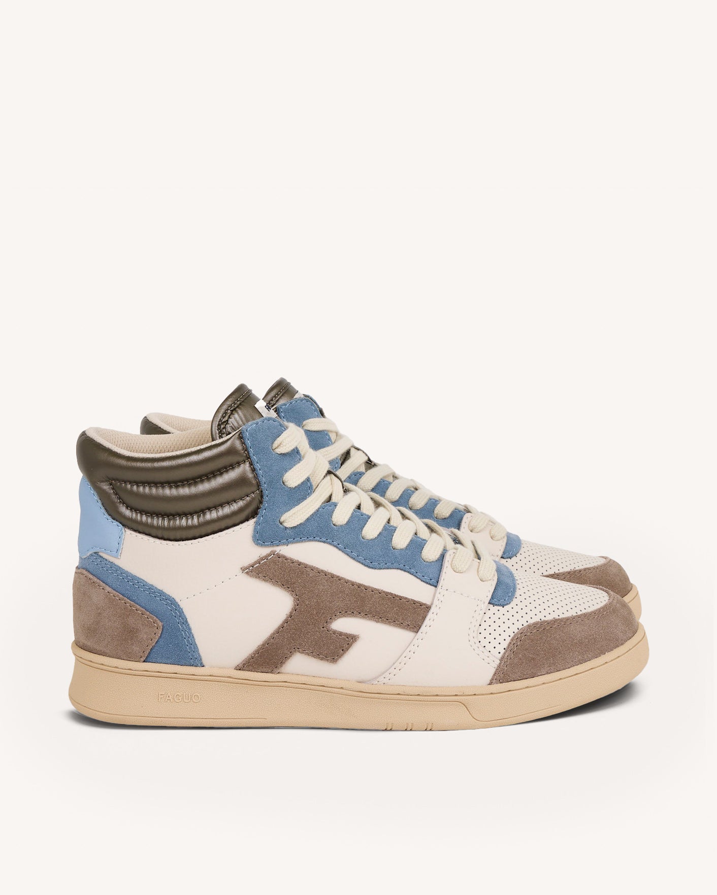 Baskets montantes Hazel mid écrues et bleu clair