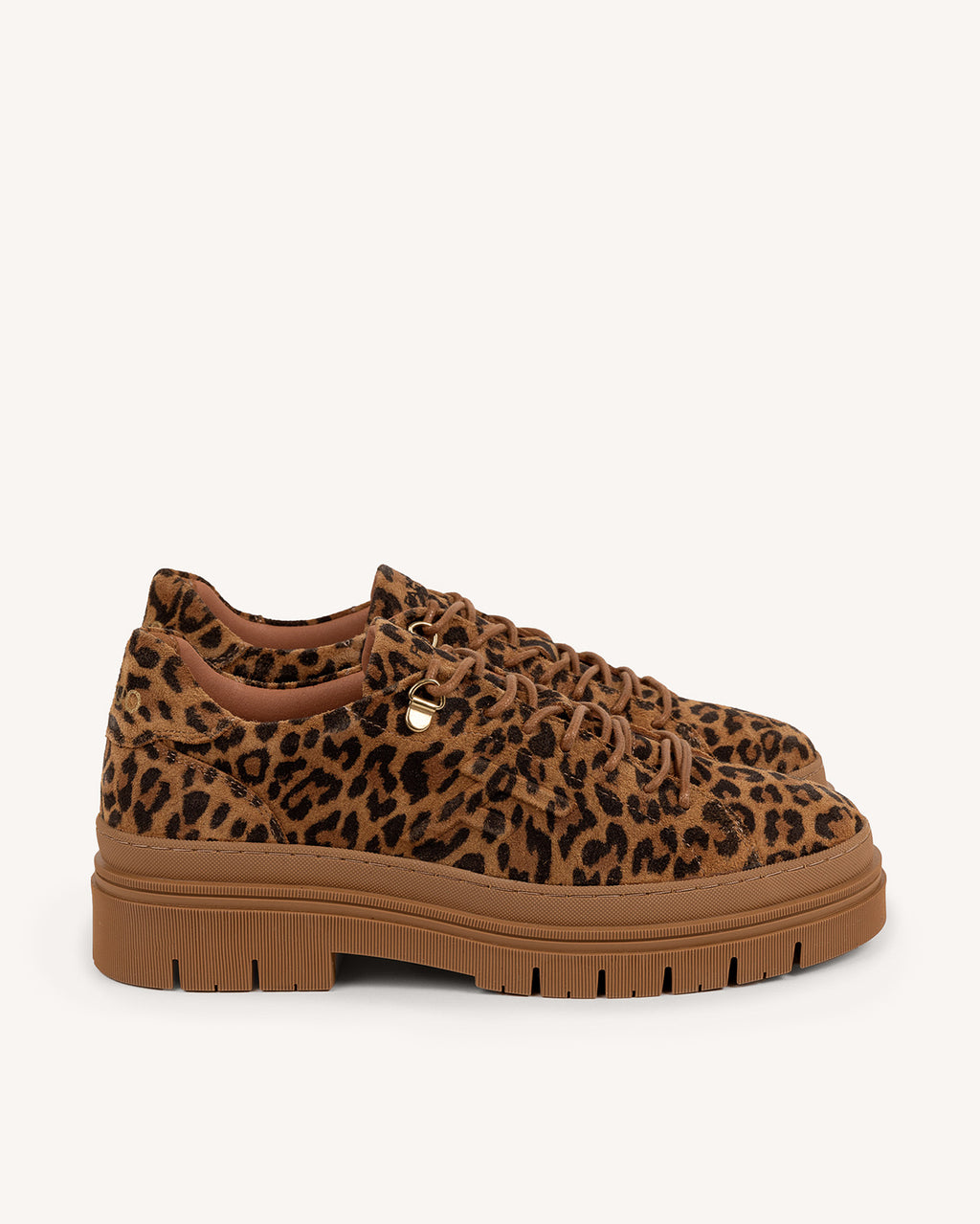 Brown and leopard print low shoes