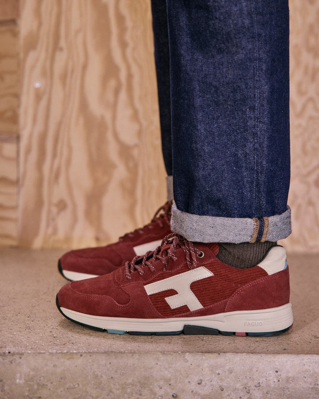 Burgundy running shoes