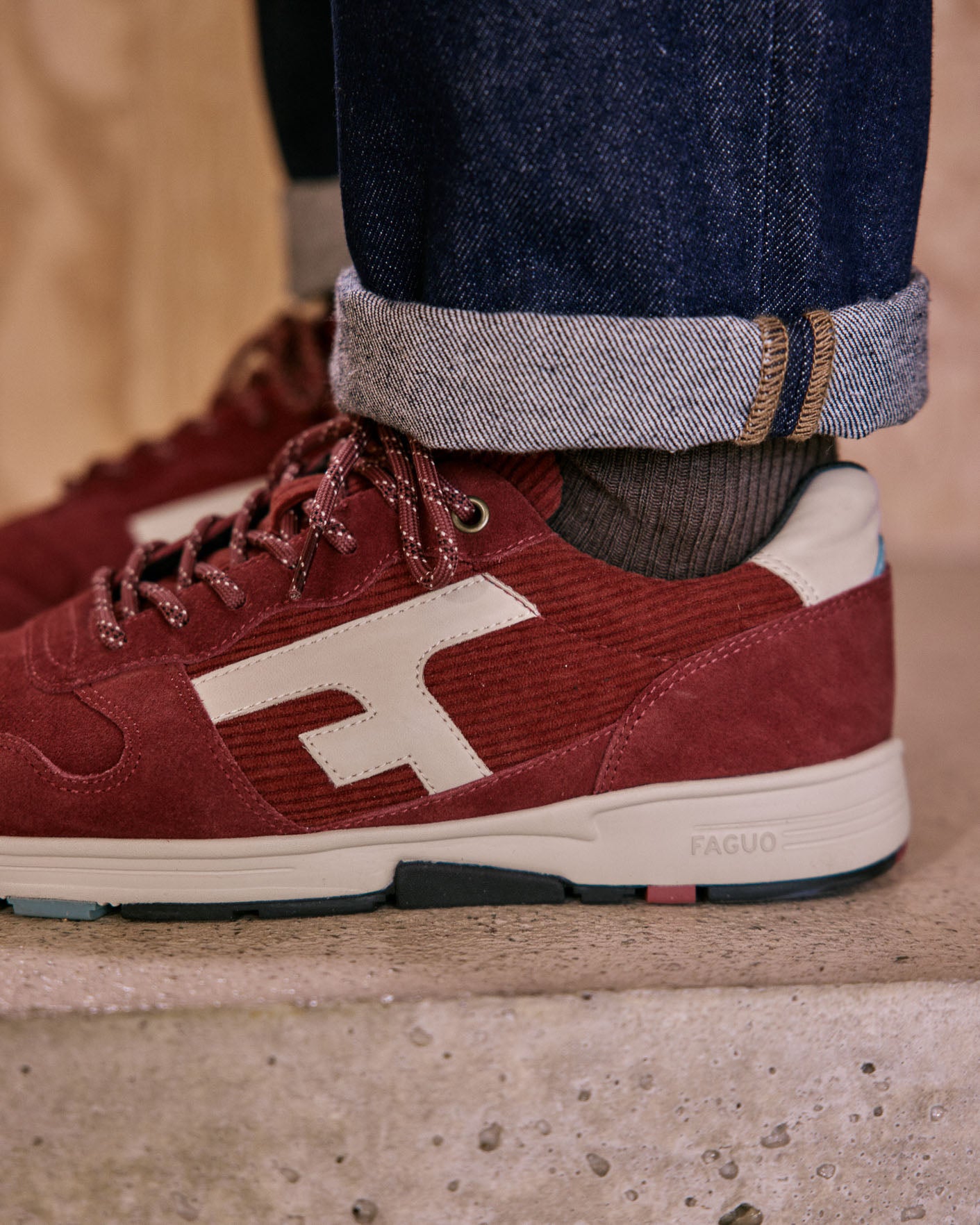 Burgundy running shoe