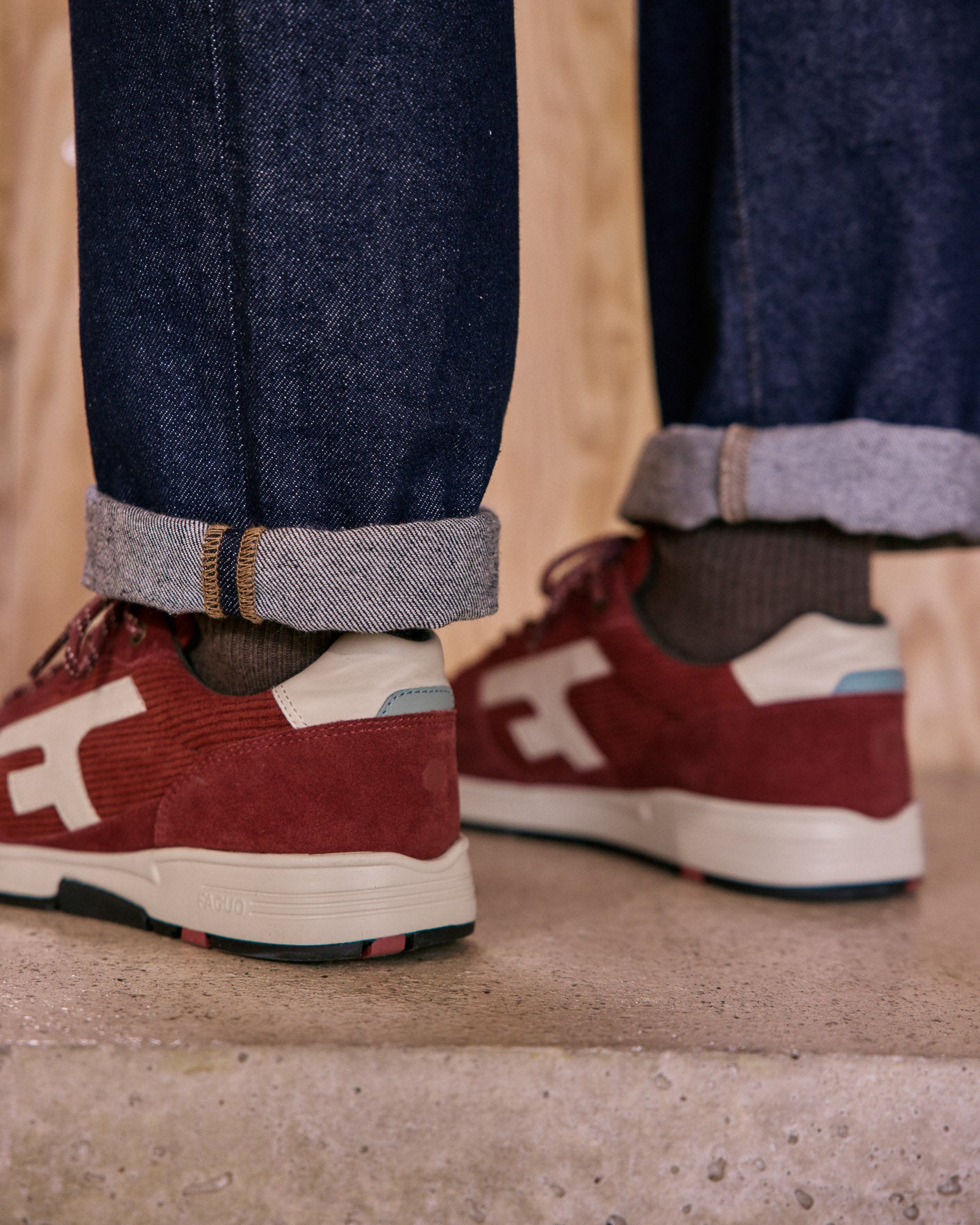 Burgundy running shoes