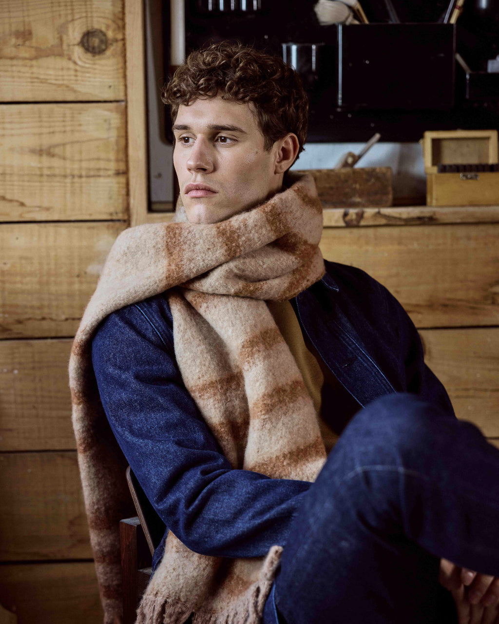 Beige & camel scarf
