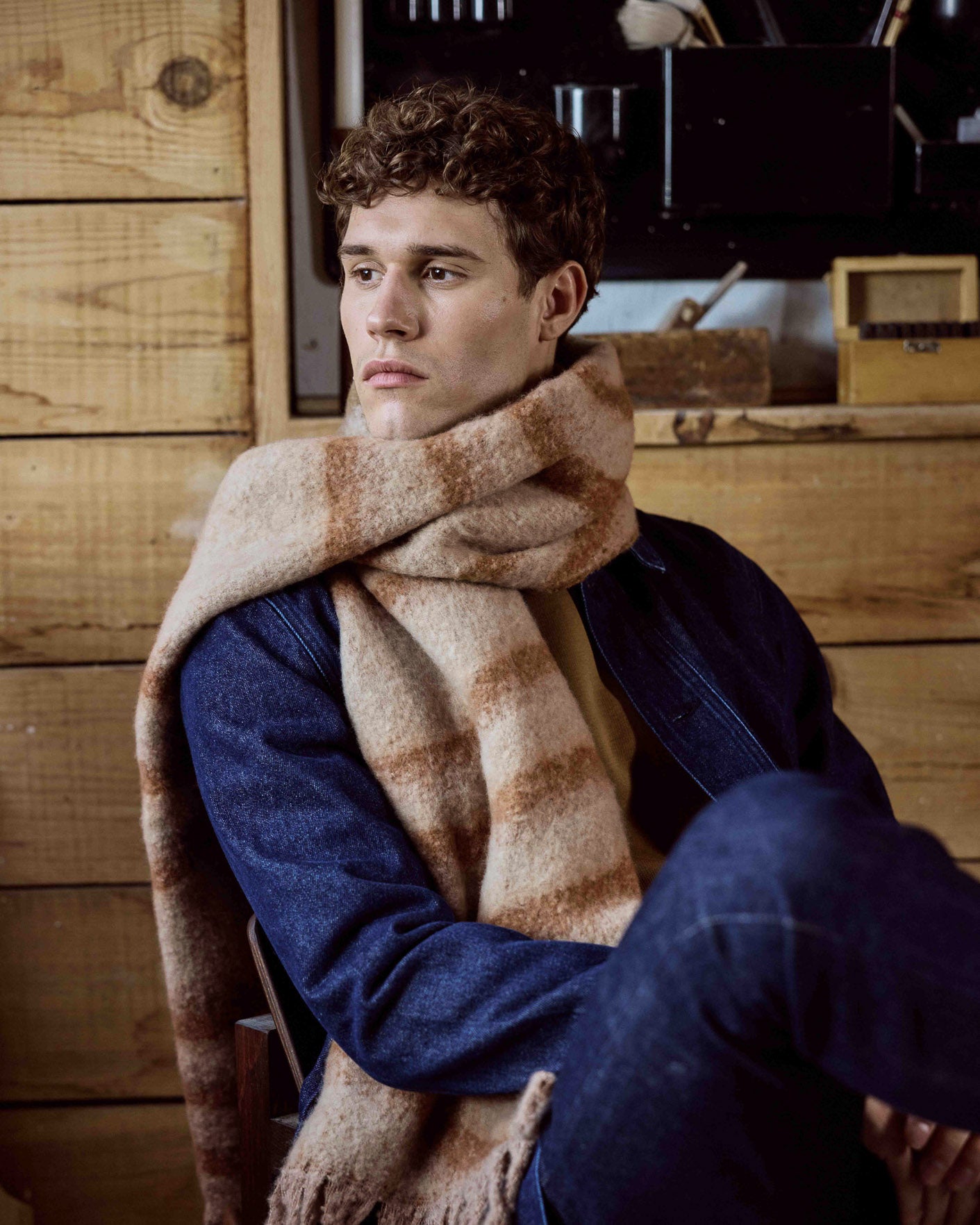 Beige & camel scarf