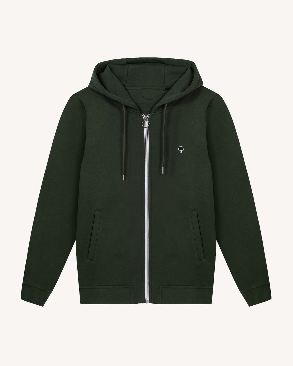 Sweat zippé vert foncé coton MESNIL