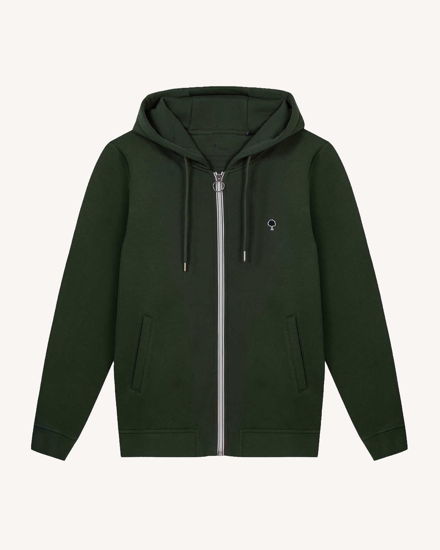 Sweat zippé vert foncé coton MESNIL