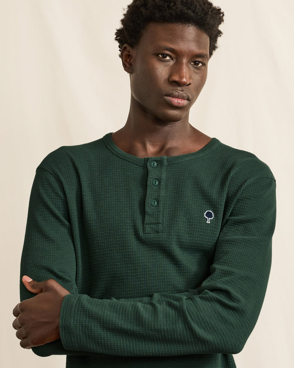 Dark green long-sleeve cotton T-shirt - FAROZ