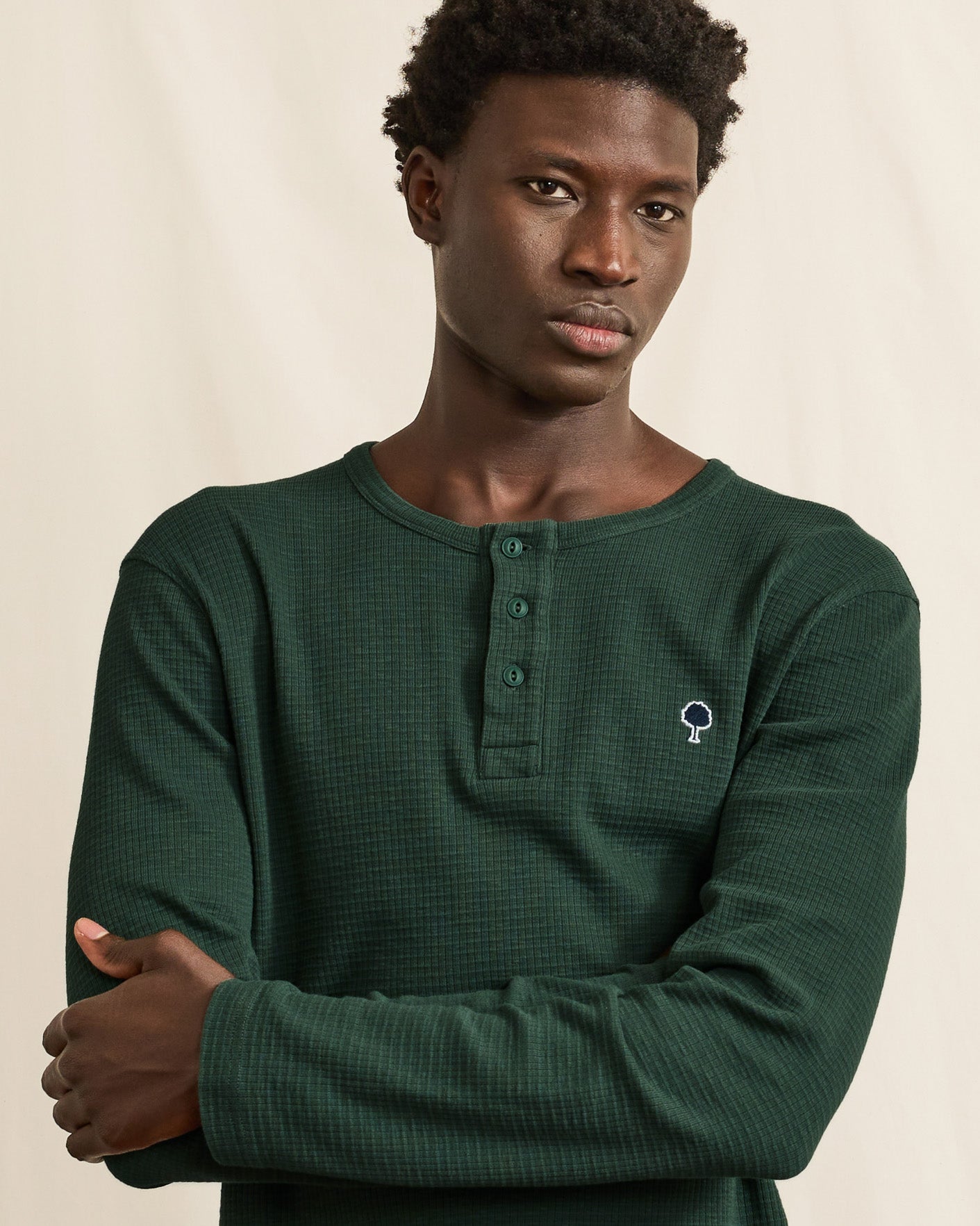 Dark green long-sleeve cotton T-shirt - FAROZ