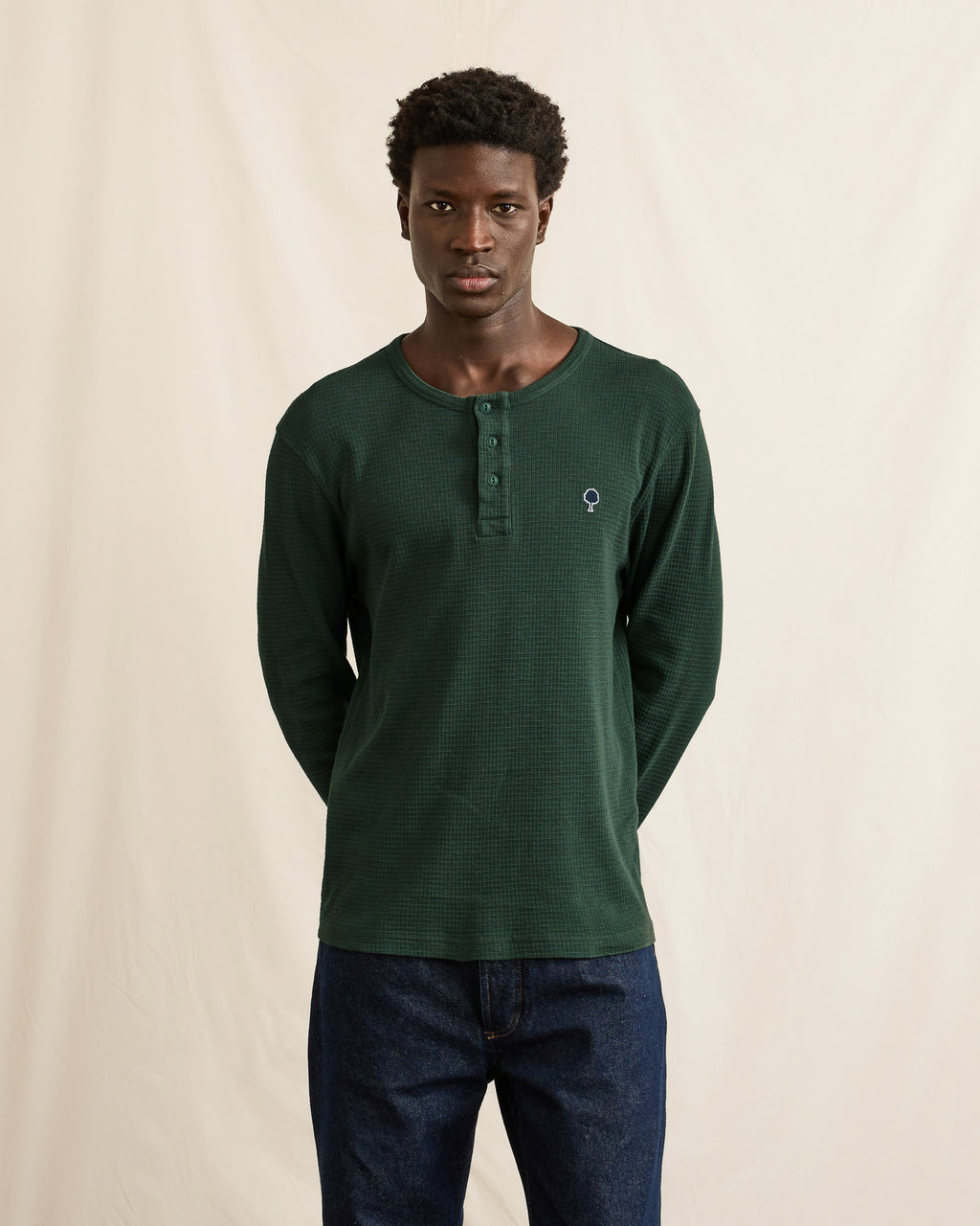 Dark green long-sleeve cotton T-shirt - FAROZ