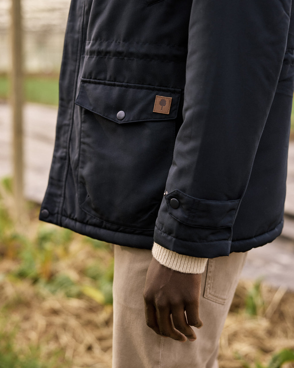 Navy blue polyester waterproof parka - VERNON