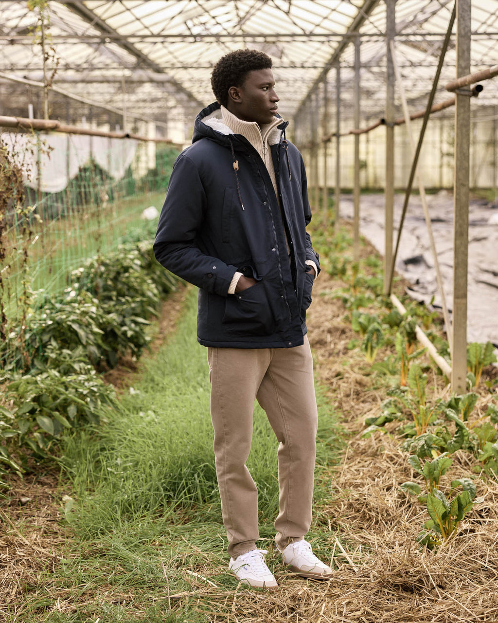 Navy blue polyester waterproof parka - VERNON