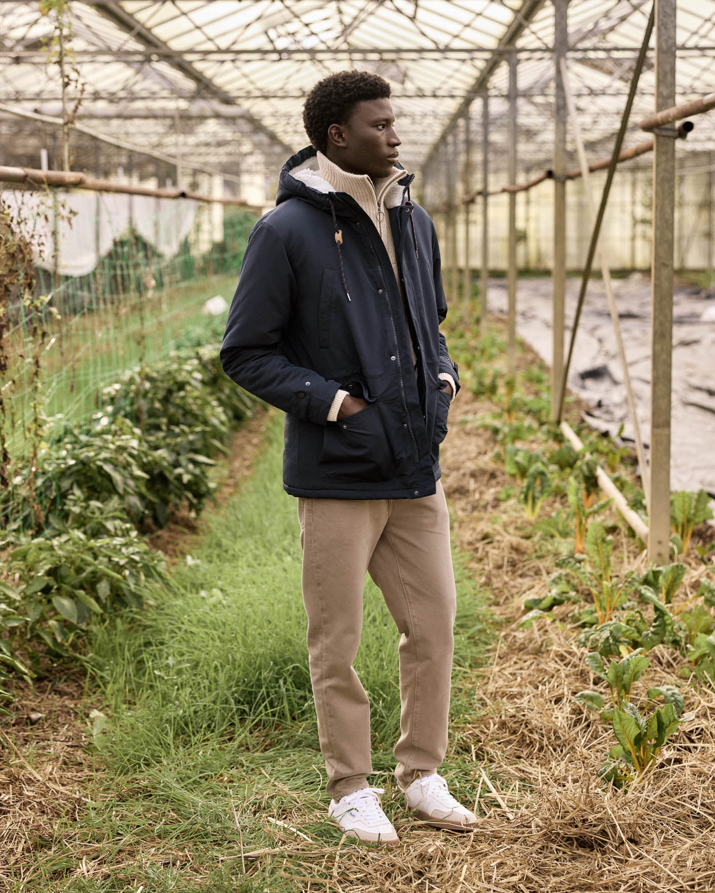 Navy blue polyester waterproof parka - VERNON
