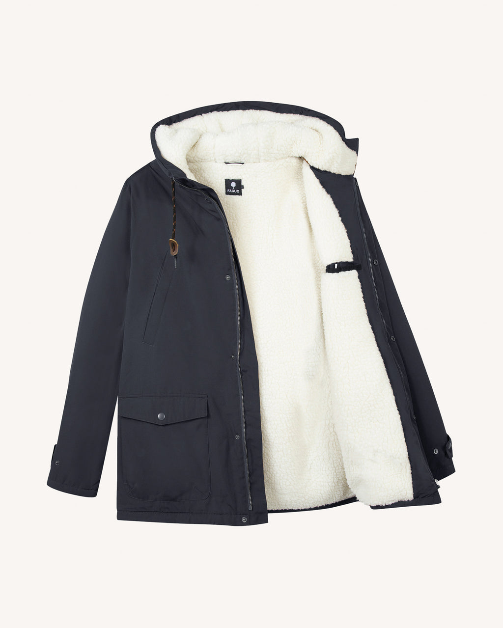 Navy blue polyester waterproof parka - VERNON