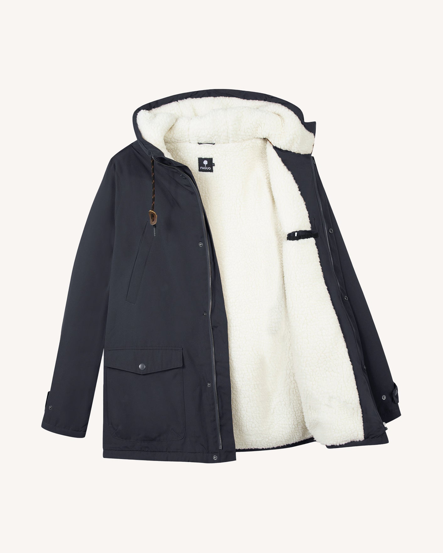 Navy blue polyester waterproof parka - VERNON