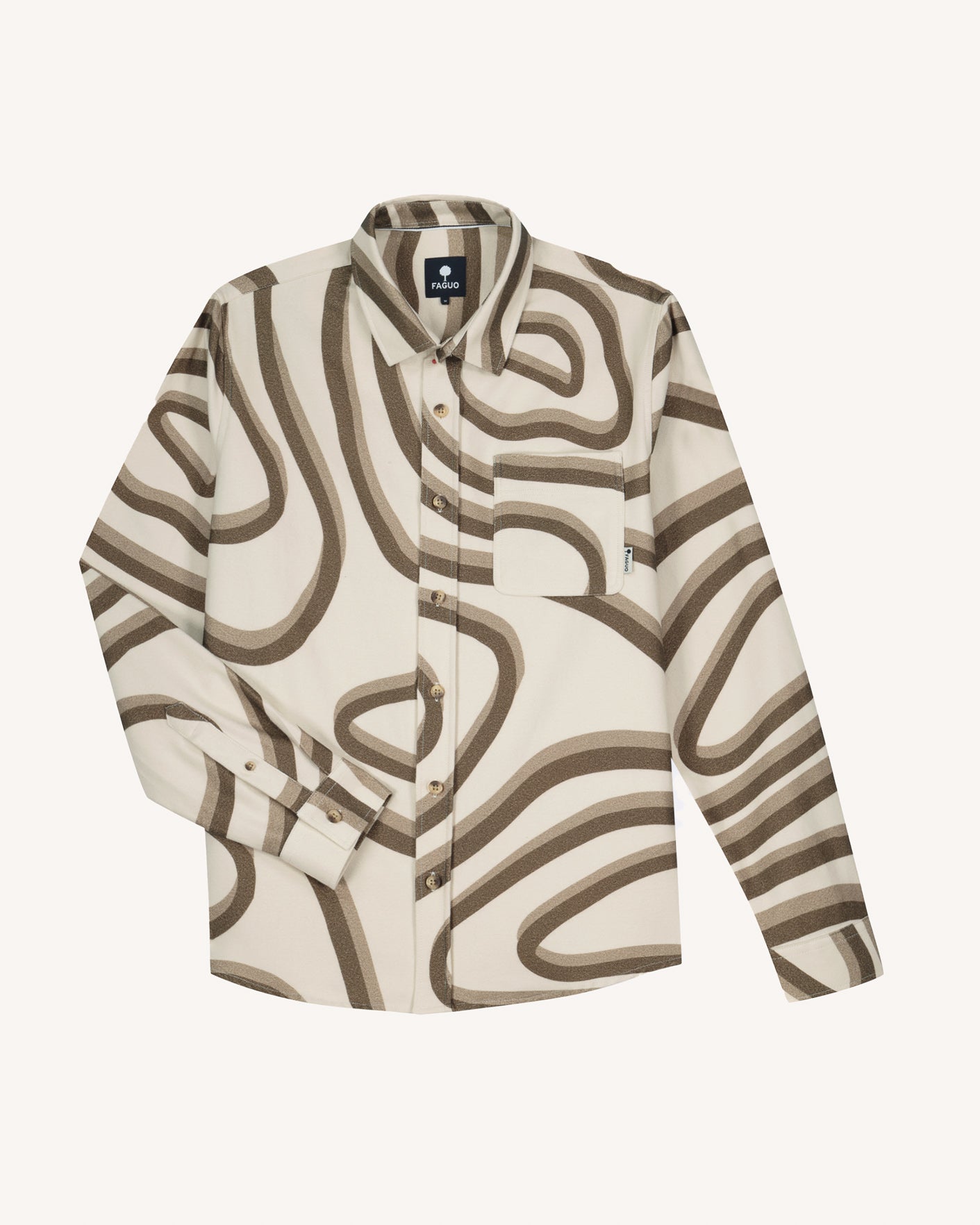 Surchemise beige & camel coton - SIGNY