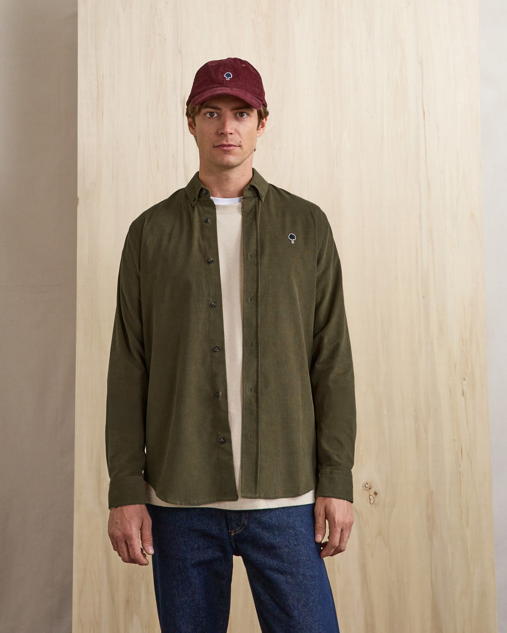 Chemise ml Ivoy Chaine et trame Dark olive
