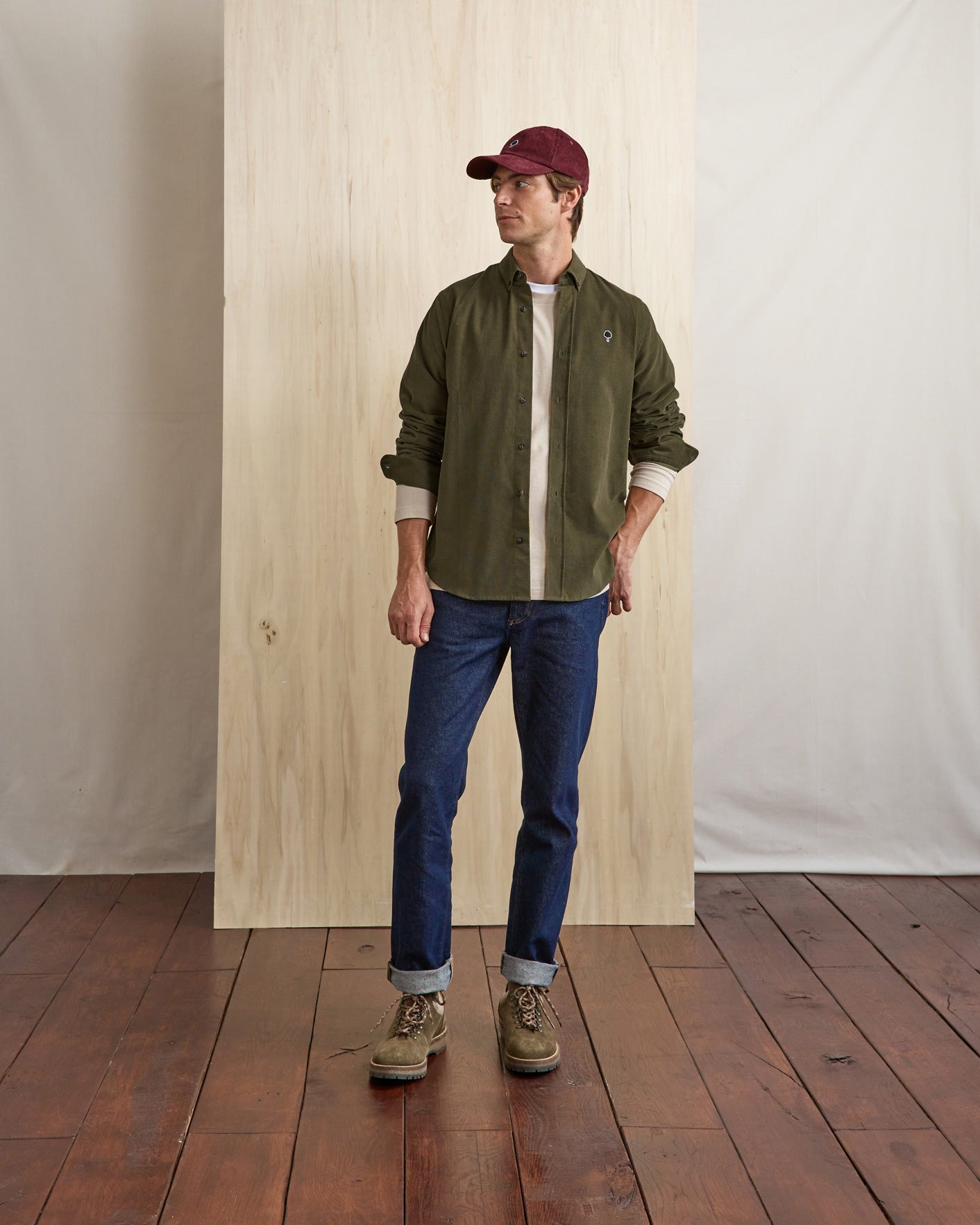 Chemise ml Ivoy Chaine et trame Dark olive
