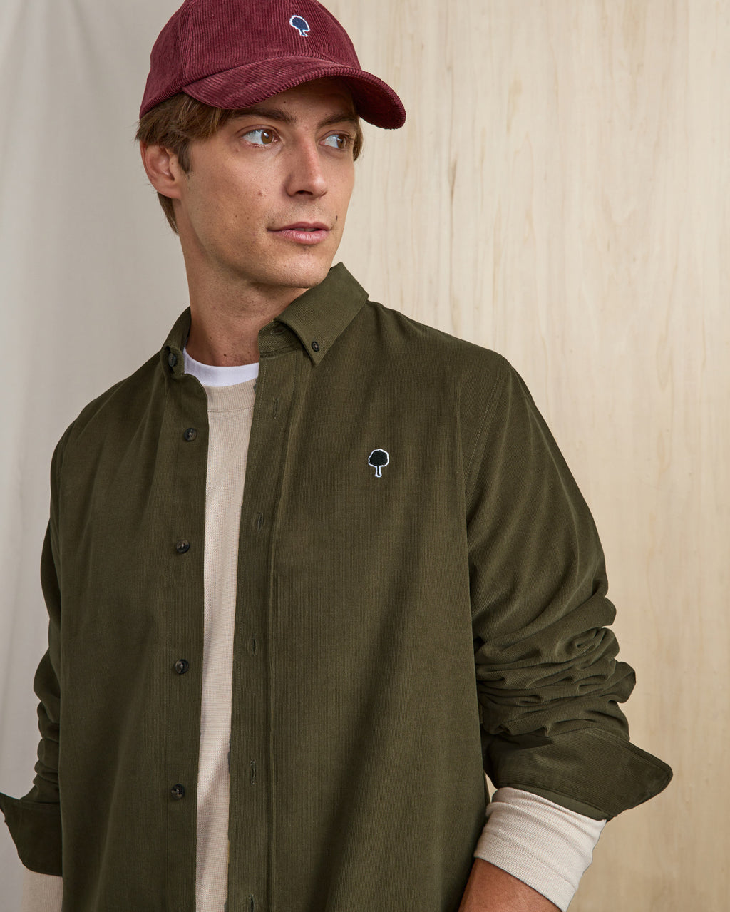 Chemise ml Ivoy Chaine et trame Dark olive
