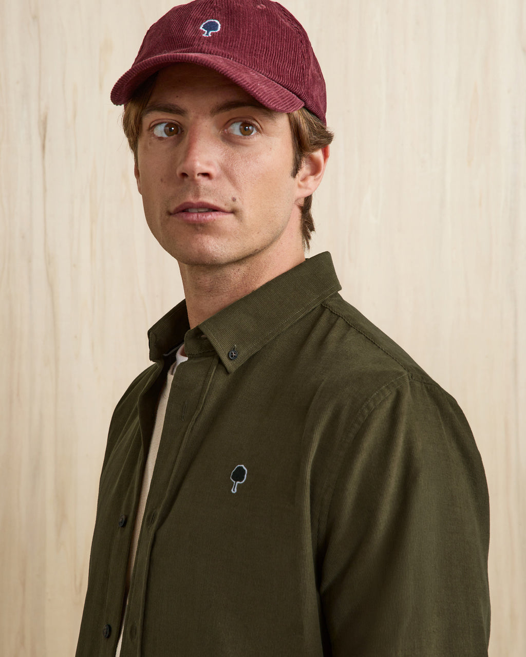 Chemise ml Ivoy Chaine et trame Dark olive
