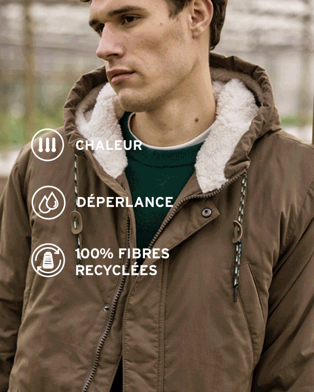 Water-repellent brown winter parka - VERNON