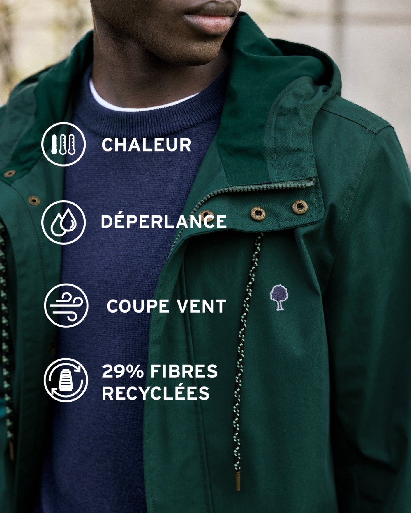 Fir green windbreaker jacket - GRESIGNE