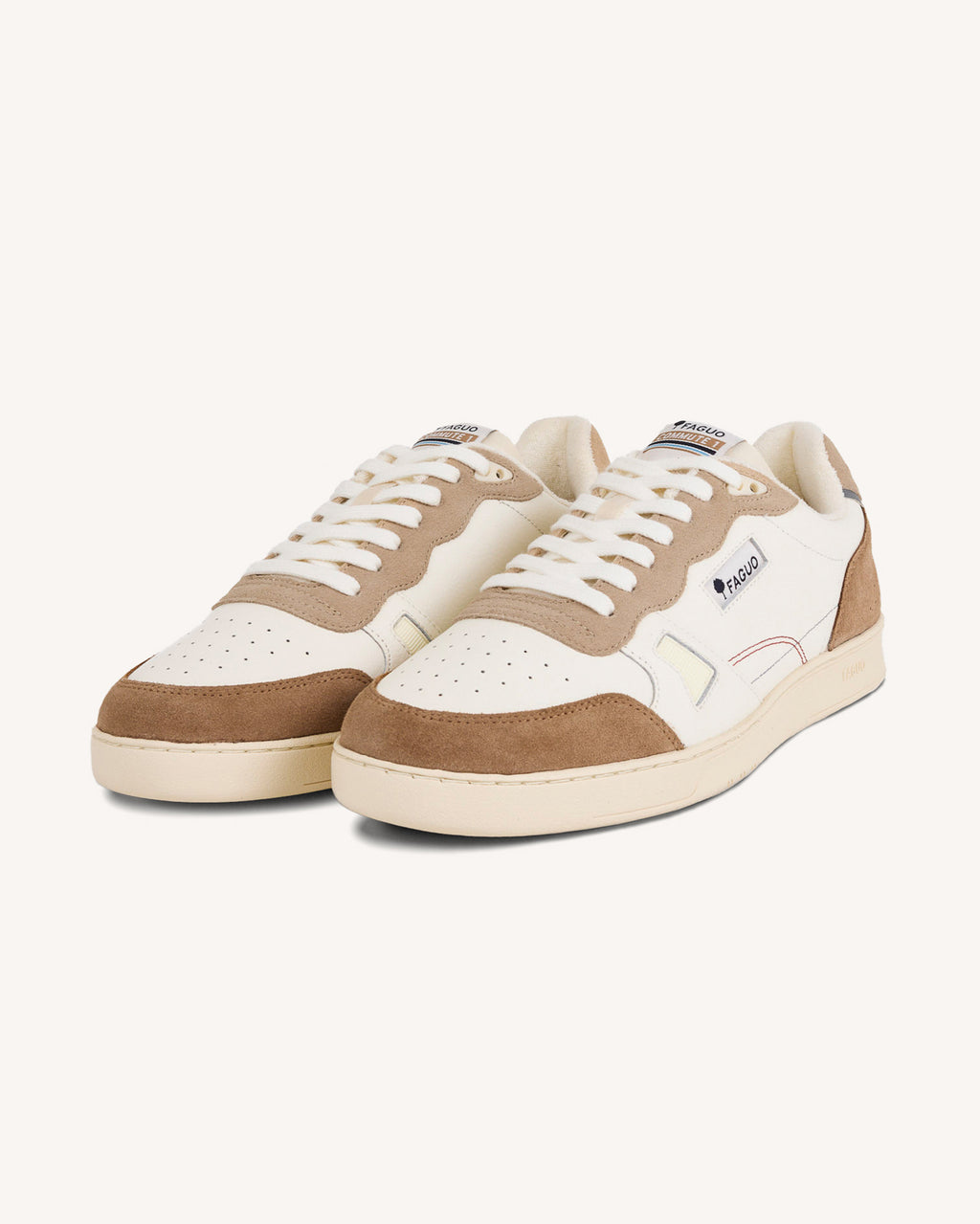 Cream & light beige leather trainers - COMMUTE 1