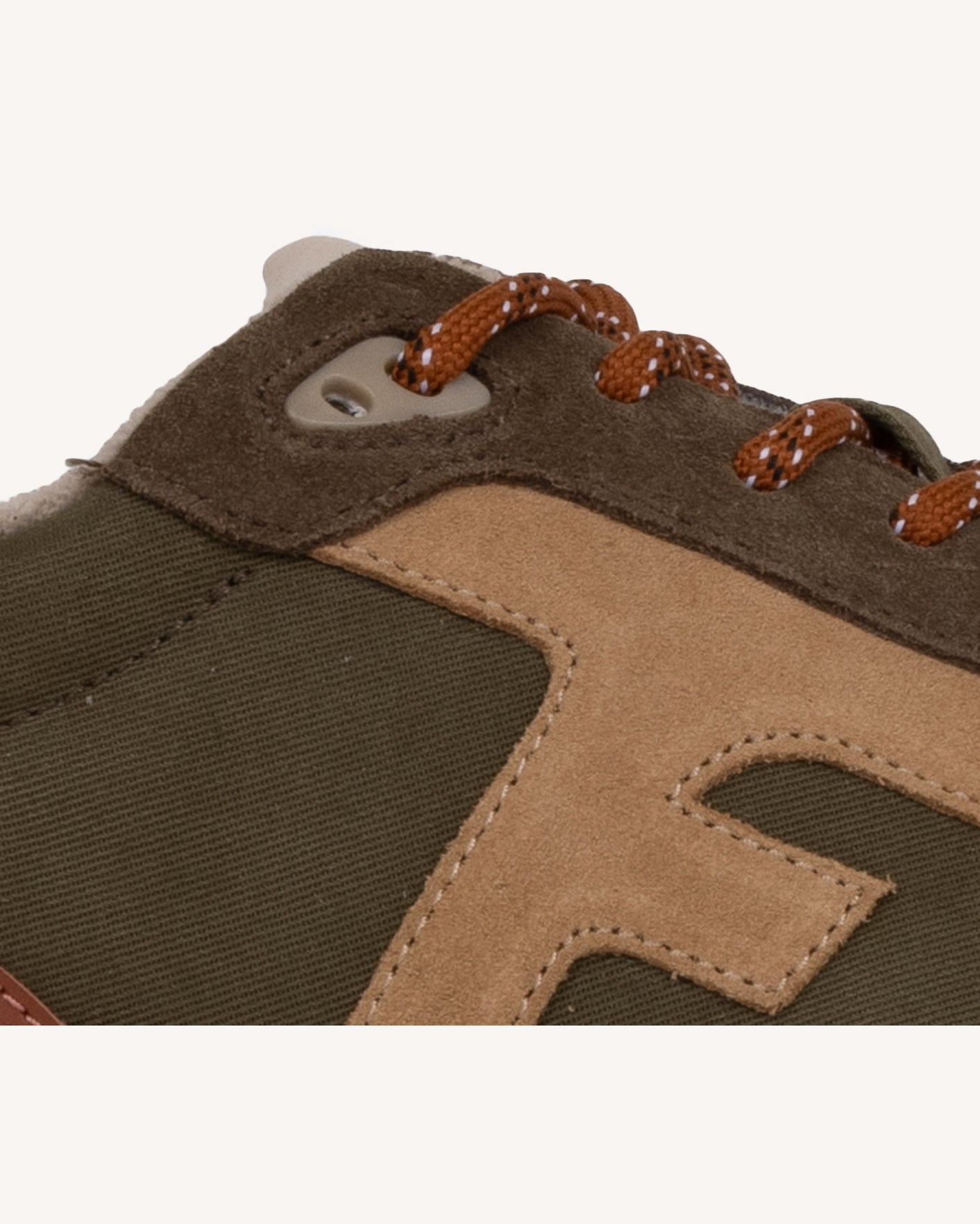 Khaki & beige leather trainers - ELM