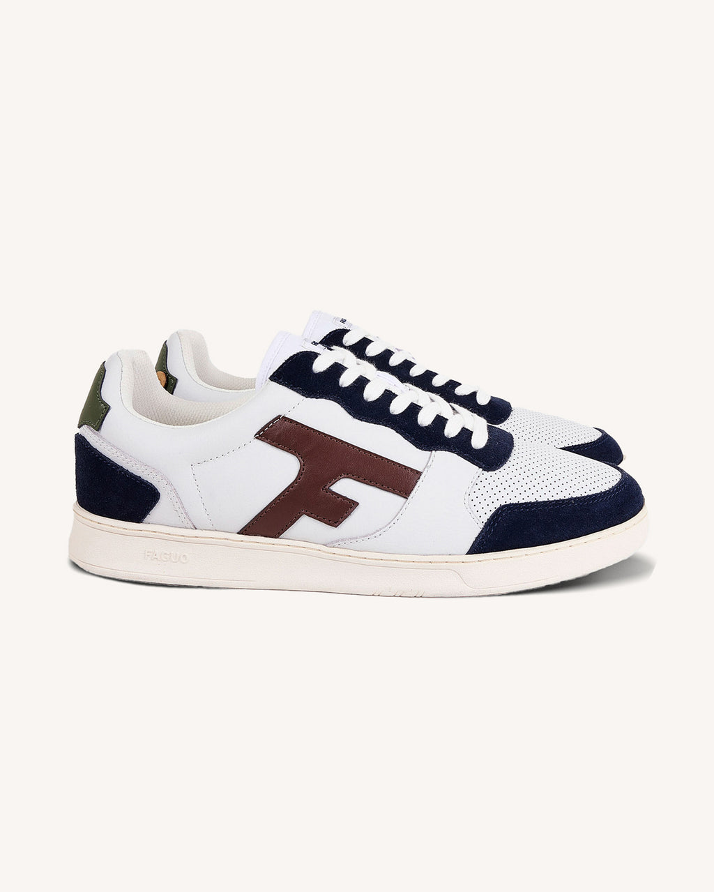 White & navy blue leather trainers - HAZEL