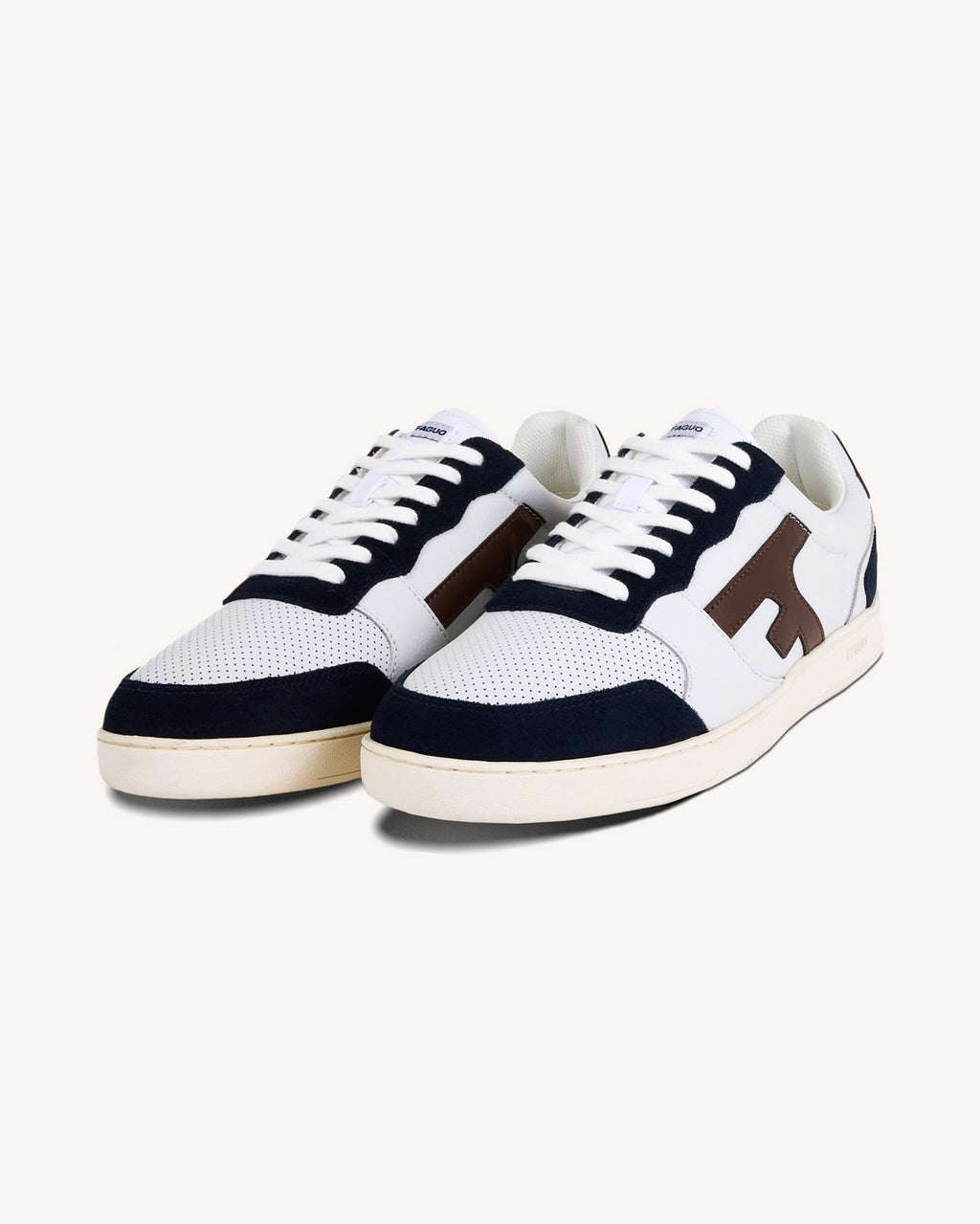 White & navy blue leather trainers - HAZEL