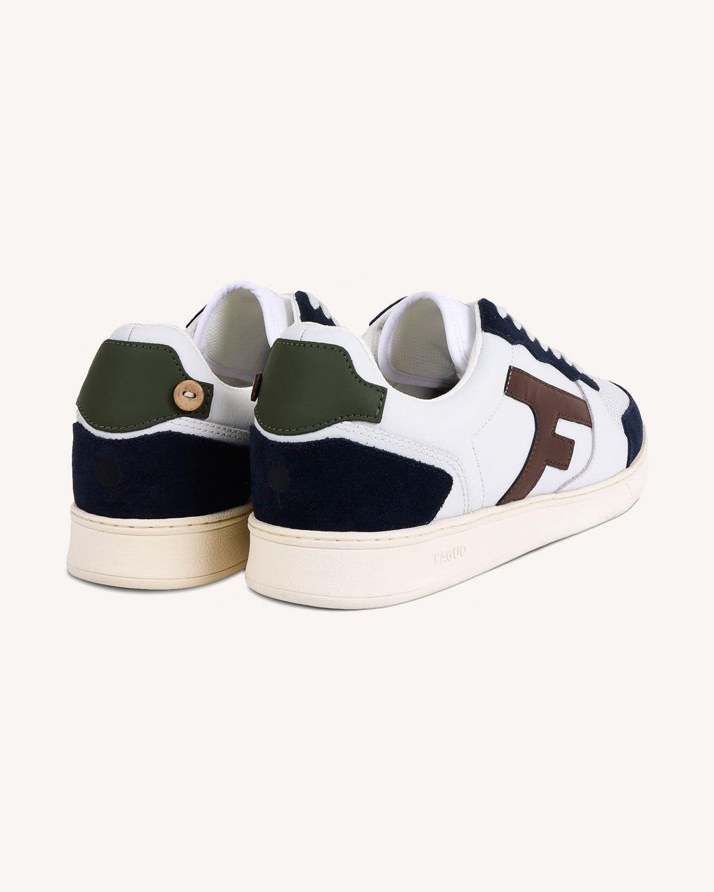 White & navy blue leather trainers - HAZEL