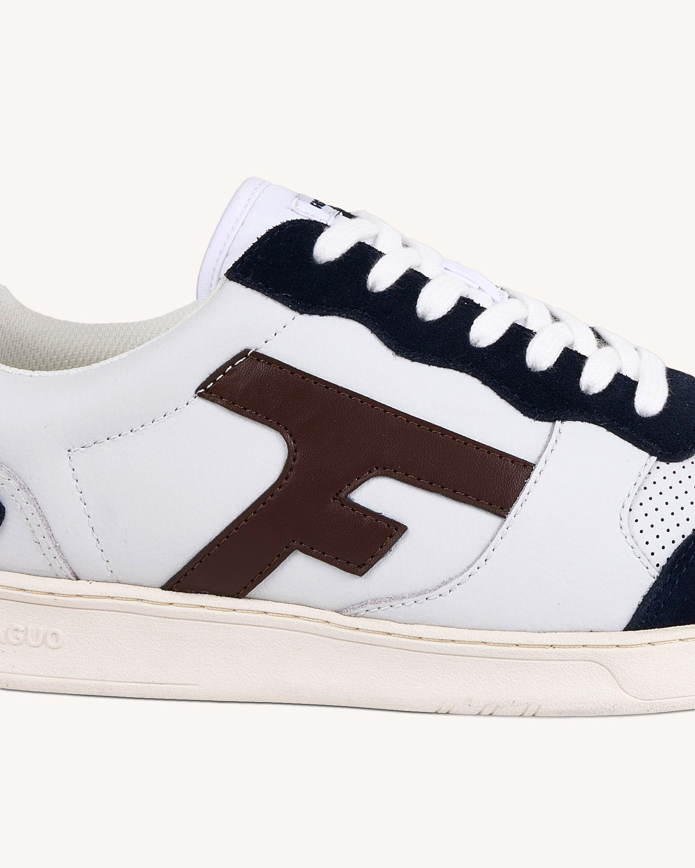 White & navy blue leather trainers - HAZEL