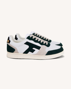 Witte en donkergroene leren sneakers - HAZEL