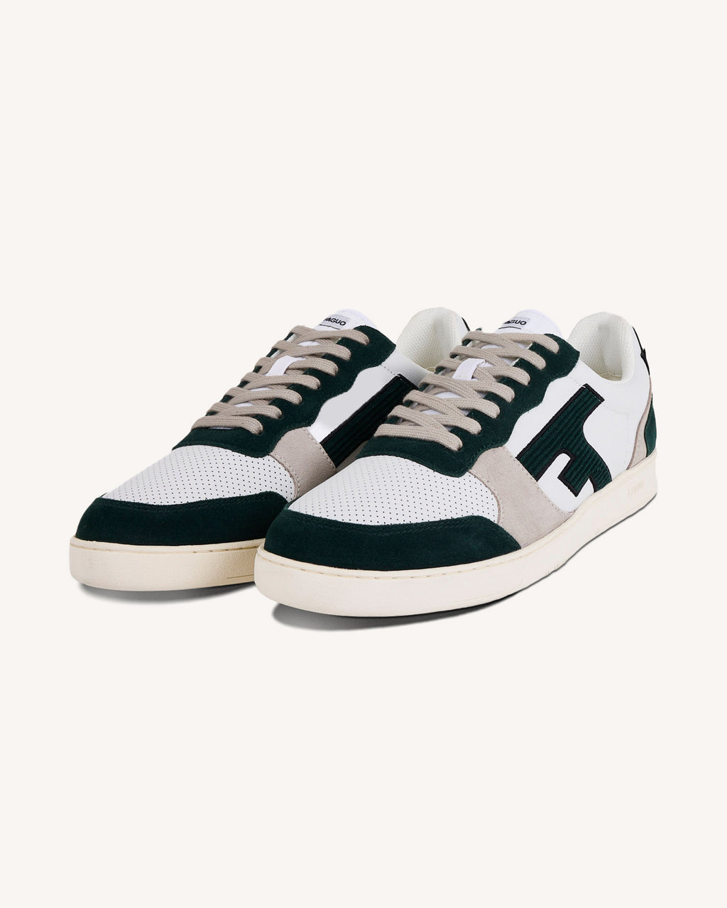 Baskets blanches & vert foncé cuir - HAZEL